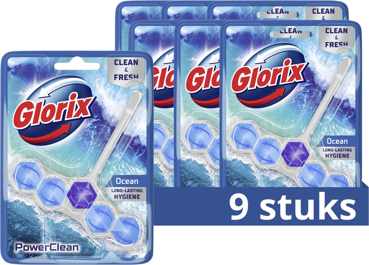 Glorix - Toilettenblöcke - Ozean - 9 Stück - Vorteilspack