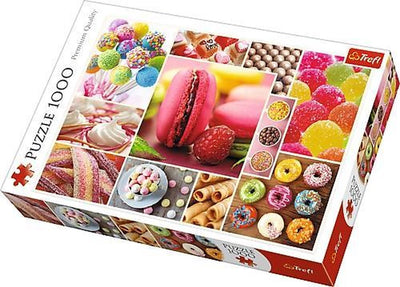 Trefl Puzzle 1000 Teile – Süßigkeiten-Collage – buntes Spielzeug.