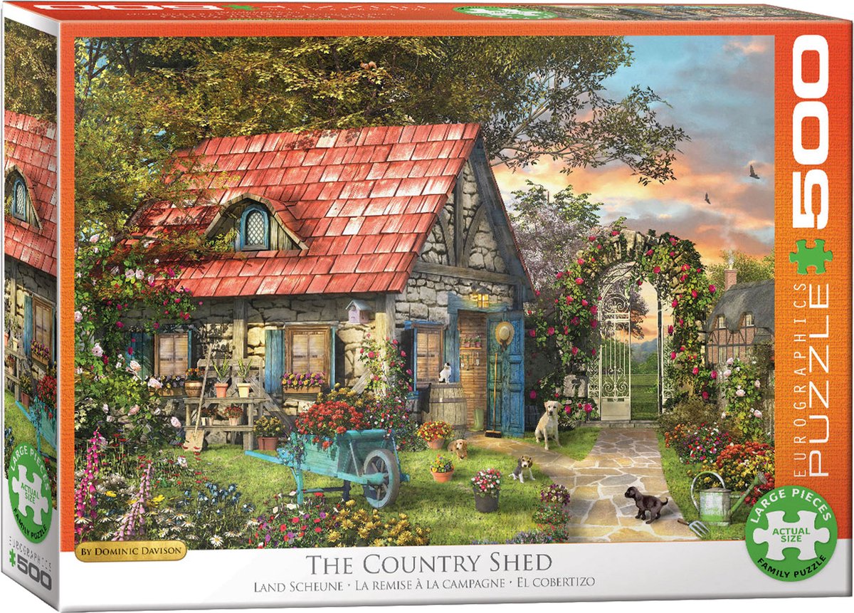 Eurographics – Het landschuurtje [der Landschuppen] – Dominic Davison – 500 XL-Teile 68 × 48 cm (B × H) – Familienpuzzle