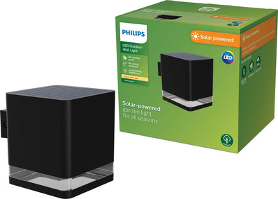 Philips LED Philips Virona Wandleuchte – Solar-Außenleuchte – warmweißes Licht; 2700k - Schwarz - Solarenergie