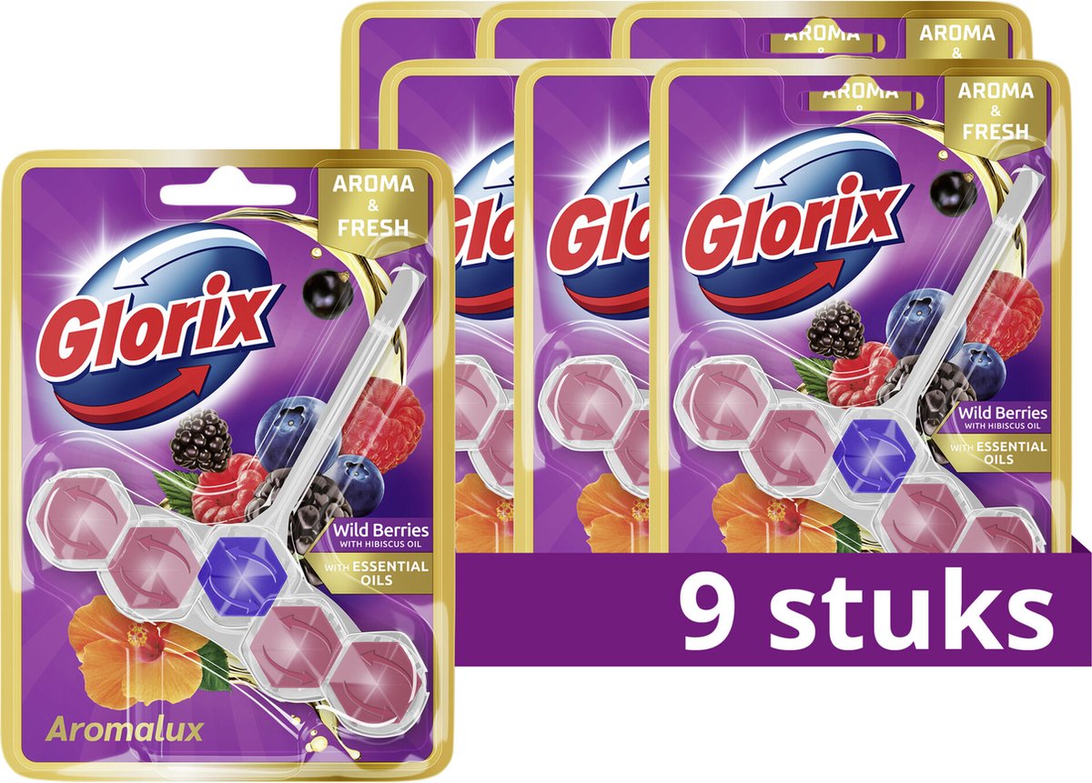 Glorix - Toilettenartikel - Wildbeeren-Hibiskusöl - 9 Stück - Vorteilspackung