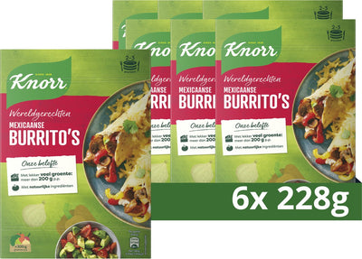 Knorr World Dishes Mexikanische Burritos-Mahlzeitenpaket – 6 x 228 g – Vorteilspackung