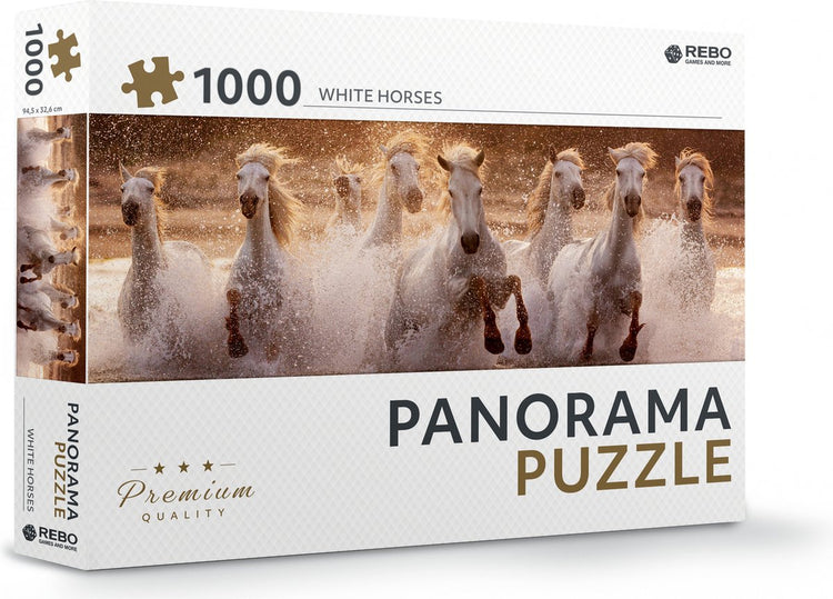 Rebo Productions Puzzle weiße Pferde Panorama 1000 Teile