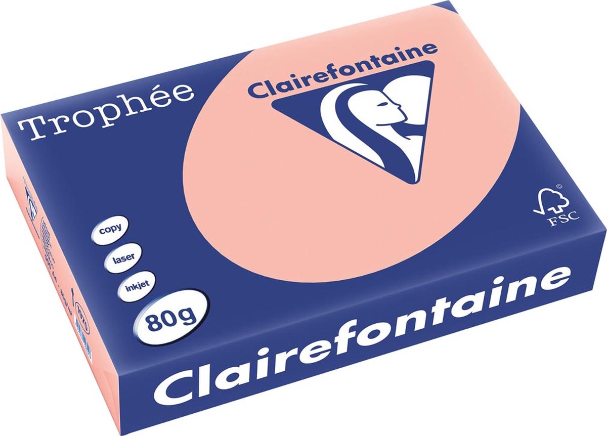 Clairefontaine Trophäe-Farbpapier, A4, 80 g, 500 Blatt, Pfirsich