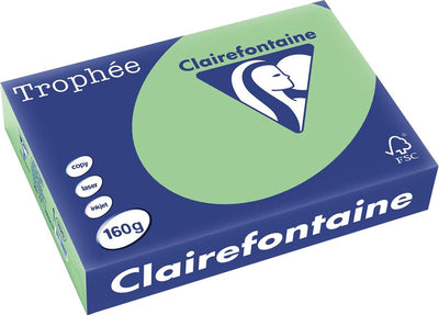 Clairefontaine Trophäe Pastell, farbiges Papier, A4, 160 g, 250 Blatt, Naturgrün