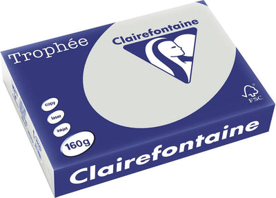 Clairefontaine Trophäe Pastell, buntes Papier, A4, 160 g, 250 Vel, hellgrau