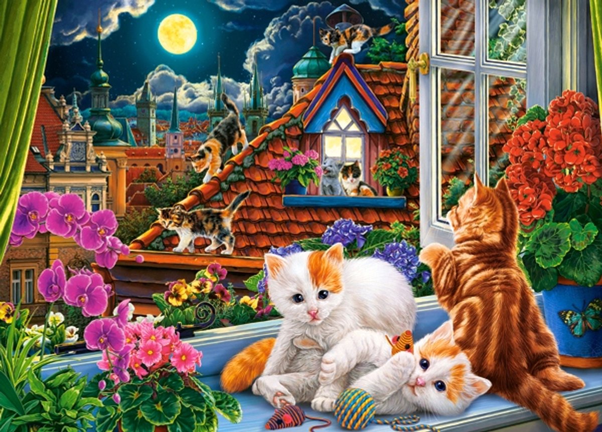 Castorland Puzzle 180 Teile – Katzen auf dem Dach, 7+ Jahre