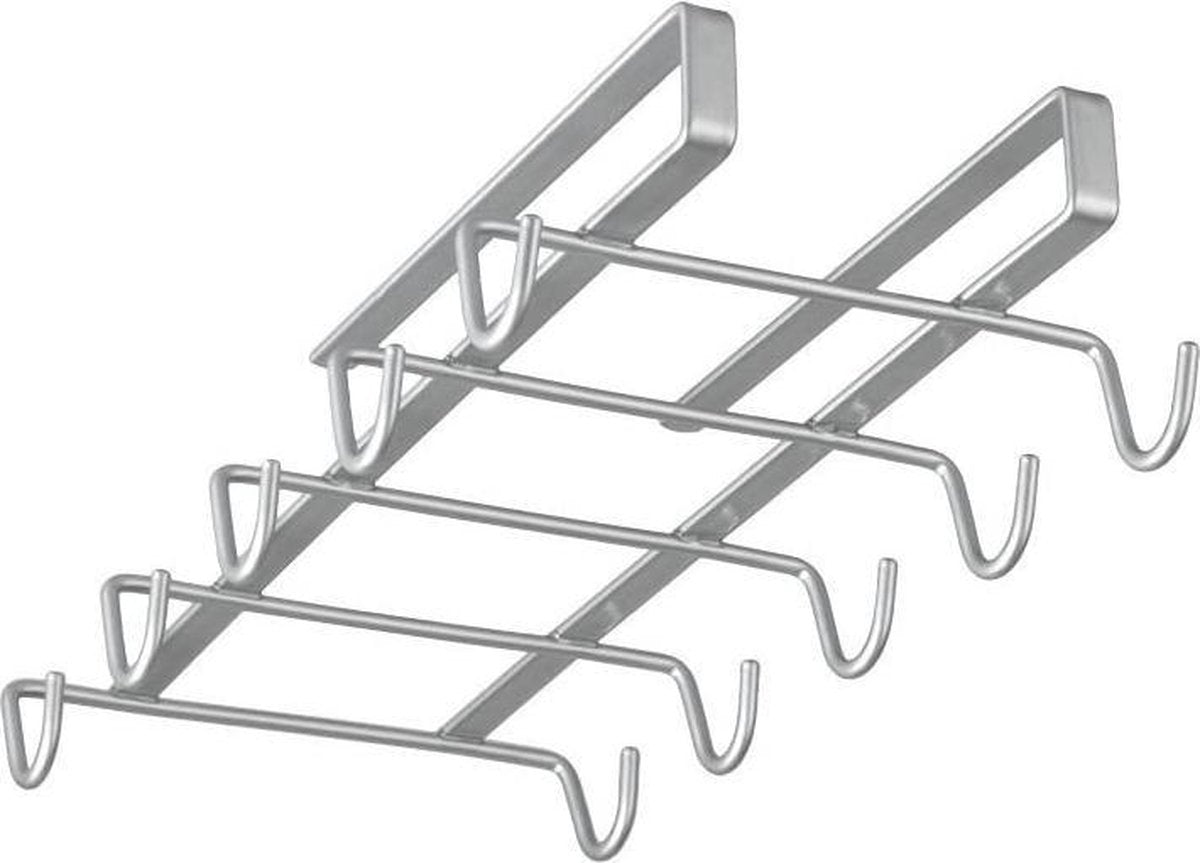 Metaltex - Getränkehalter - Tassenregal - Aufhängen ohne Bohren - Silber