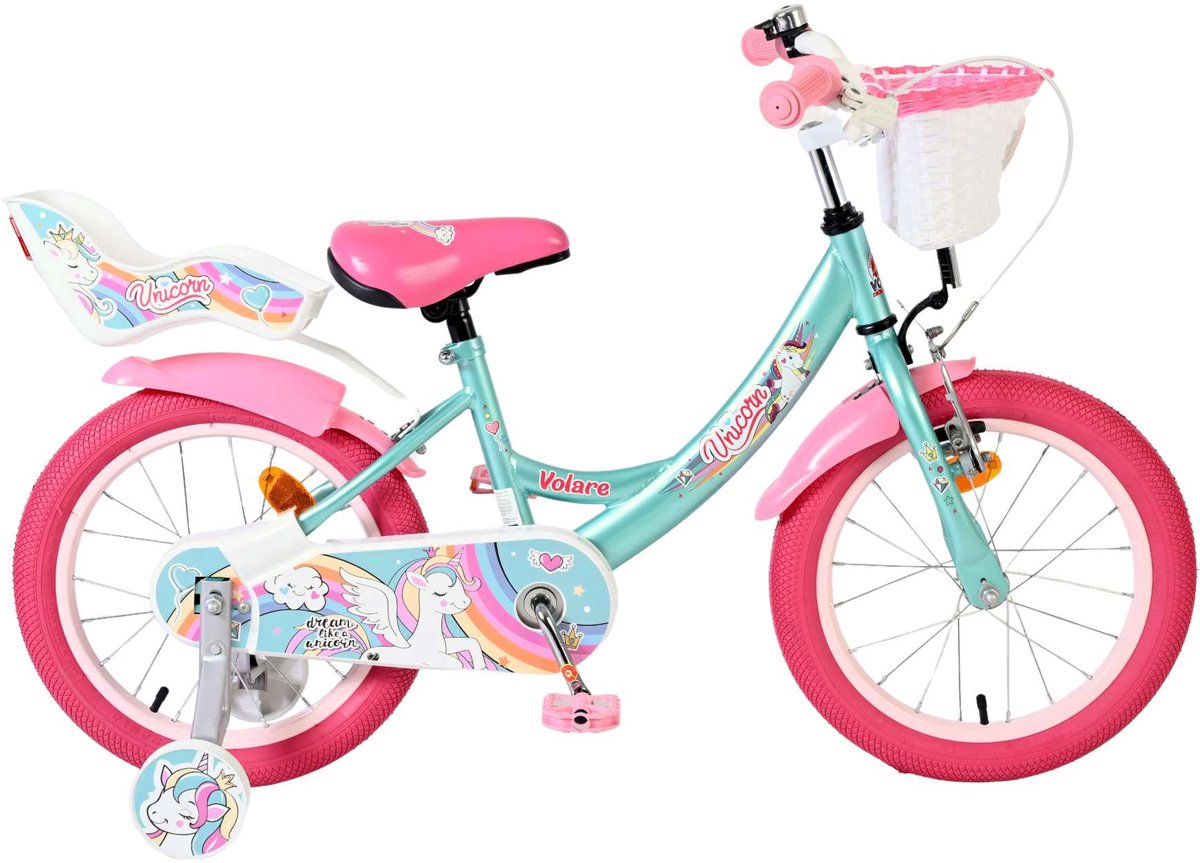 Volare Einhorn Kinderfahrrad - Mädchen - 16 Zoll - Grün