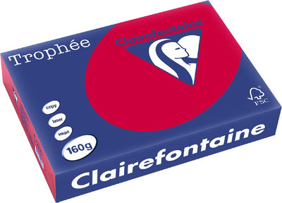 Clairefontaine Trophäe intensiv, farbiges Papier, A4, 160 g, 250 Blatt, Kirschrot