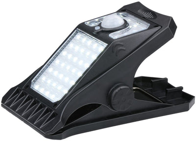 Grundig Solar-Gartenbeleuchtungsclip – Solarlampe mit Bewegungsmelder – Gartenstrahler mit kaltweißem Licht – 3 verschiedene Lichtmodi – LED-Außenbeleuchtung, Akkulaufzeit 6–8 Stunden