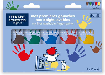 Lefranc Bourgeois Paris Lefranc Bourgeois Mein erstes waschbares Gouache-Fingerfarben-Set – klassisch 5×80 ml | Fingerfarbe für Kinder ab 18 Monaten