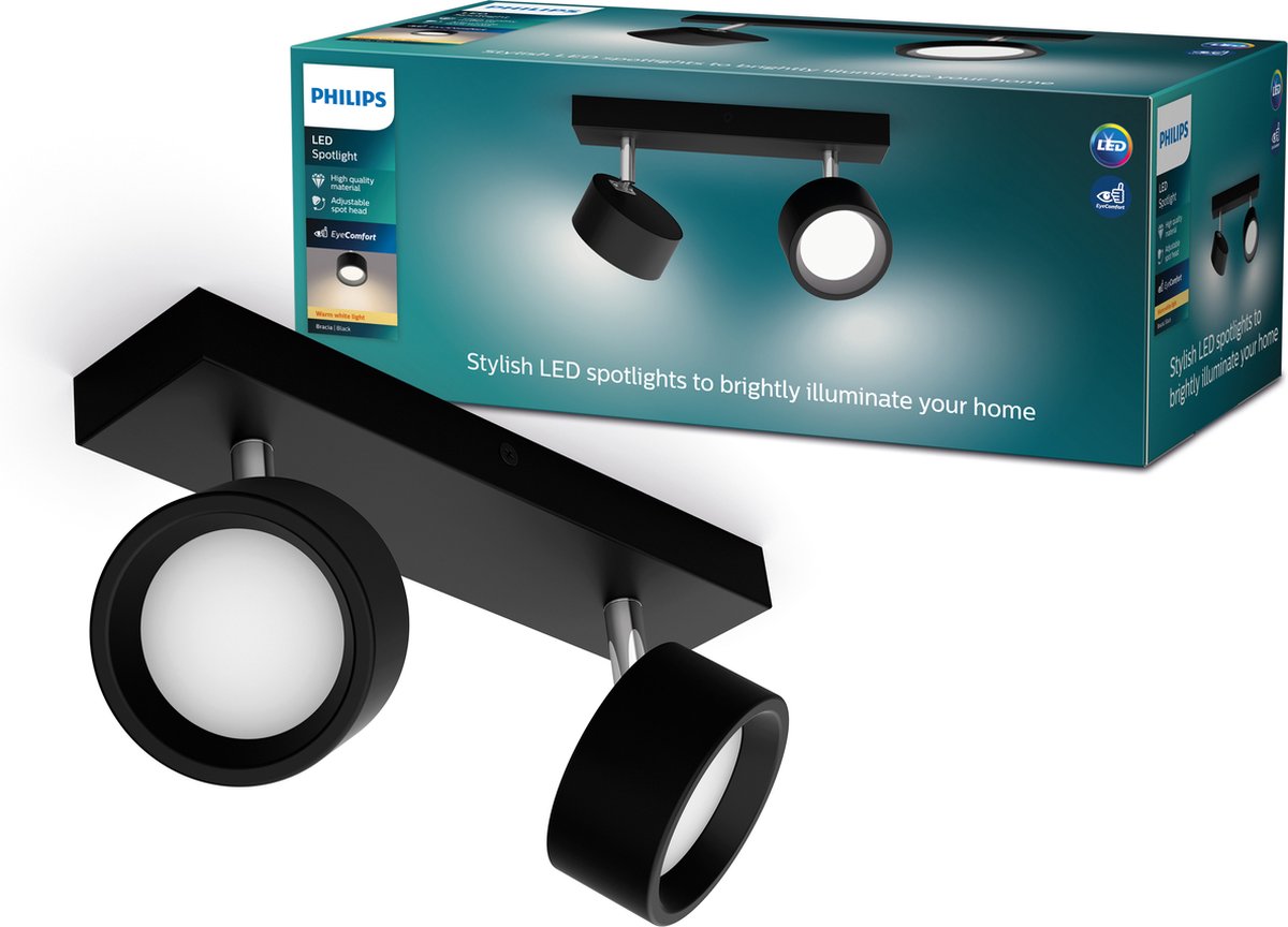 Philips LED Philips Bracia Bar schwarz 27k 2x5,5w 27k