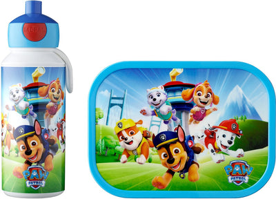 Mepal Lunchset (Pop-up-Flasche Lunchbox) Campus – 400 + 750 ml – Lunchbox und Trinkbecher für Kinder – Bento-Box – Pop-up-Trinkflasche – Paw Patrol Pups