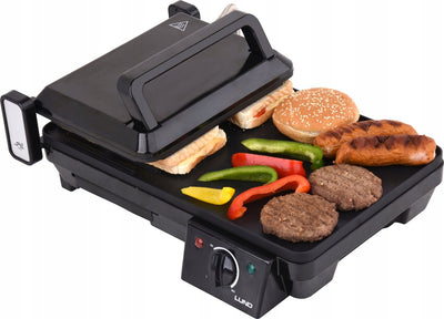Lund professioneller elektrischer Tischgrill, elektrisches Backblech – Grillgerät – Grillplatte – 40,5 x 25 cm – 2000 W – Schwarz