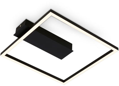 B.k.licht briloner - Deckenleuchte LED-Rahmen - Deckenleuchte mit warmweißem Licht - 3000k - 12w - 1400 lm - 32x30x5 cm - Schwarz