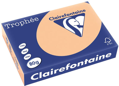Clairefontaine Trophäe-Farbpapier, A4, 80 g, 500 Blatt, Aprikose