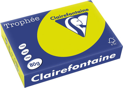 Clairefontaine Trophäe intensiv, farbiges Papier, A4, 80 g, 500 Blatt, fluoreszierendes Grün