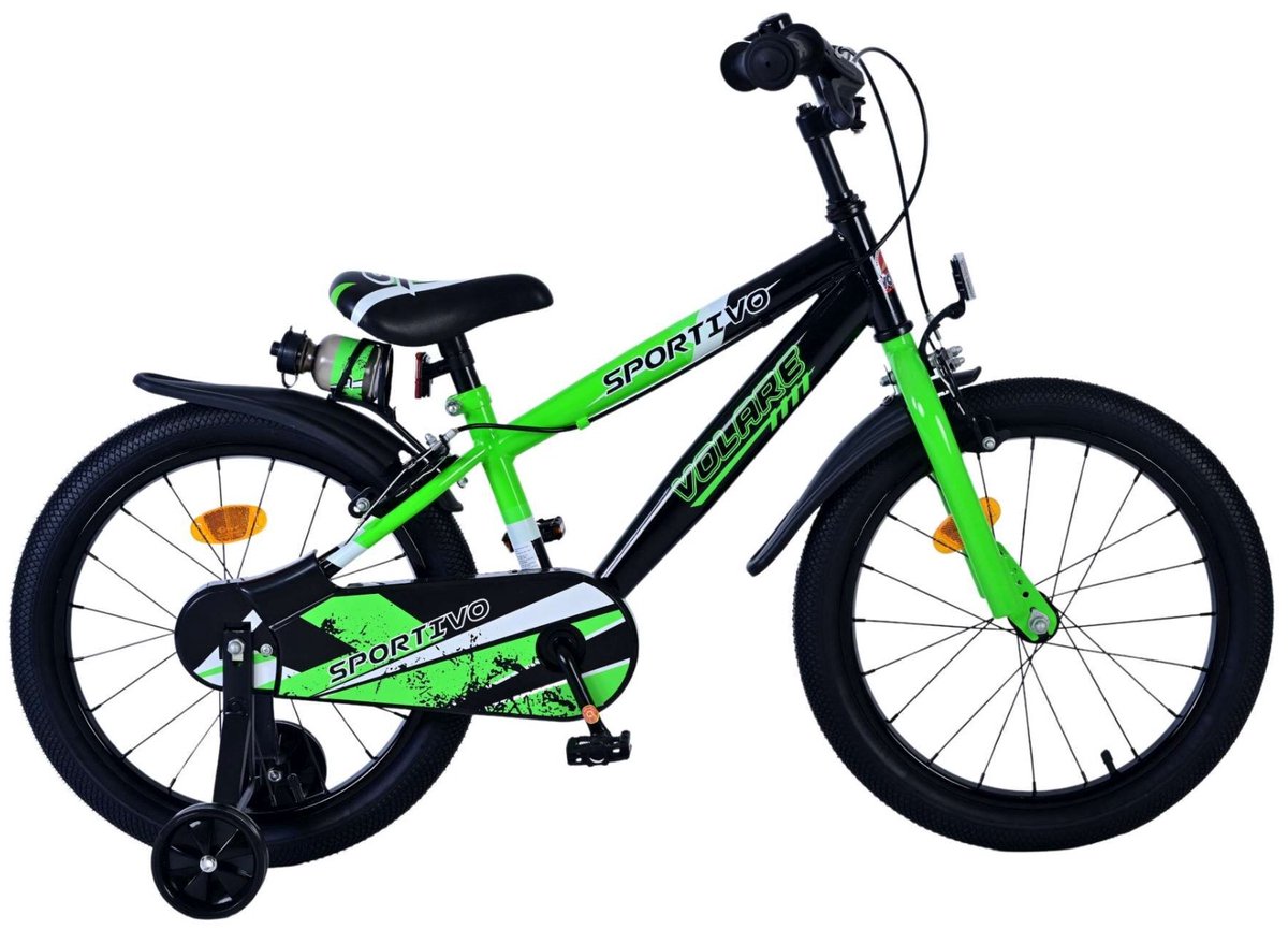 Volare Sportivo Kinderbike Jungen 18 Zoll grüne schwarze zwei Handbremsen