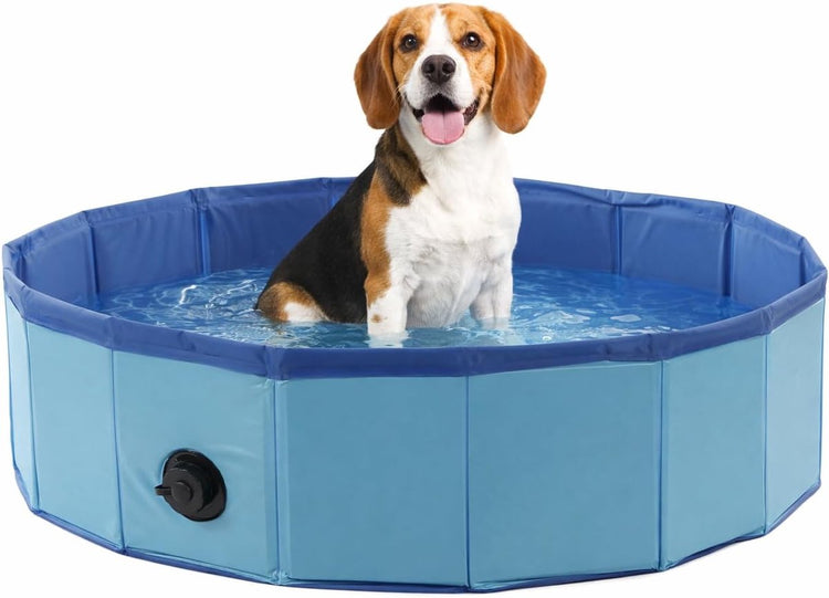 Flamingo-Hundebecken 80 cm – faltbares Hundebecken – Schwimmbecken für Hunde – blau – kühlendes Planschbecken – ohne Luftpumpe