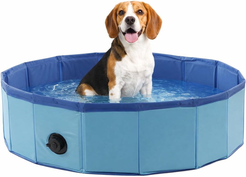 Flamingo-Hundebecken 80 cm – faltbares Hundebecken – Schwimmbecken für Hunde – blau – kühlendes Planschbecken – ohne Luftpumpe
