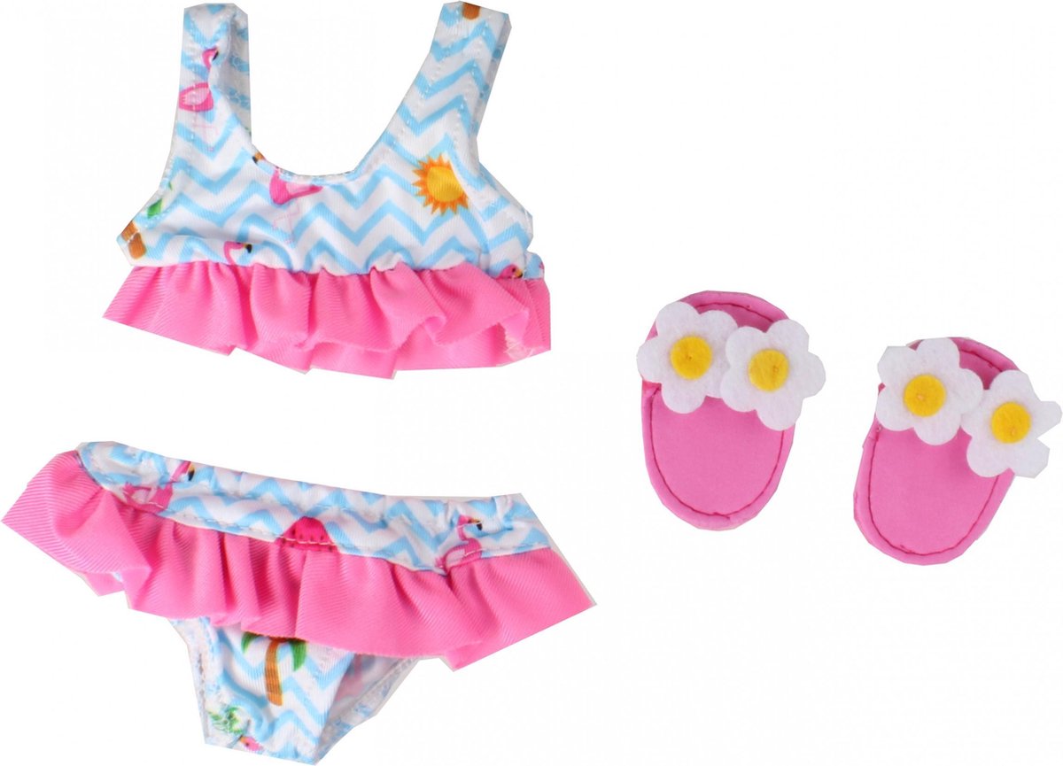 Heless Dolls Bikini mit Flamingo-Hausschuhen, 28-35 cm