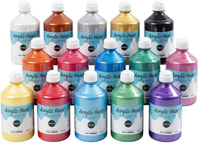 A-Color Acrylfarbe Metallic, Metallic, verschiedene Farben, 15x500 ml 1 Box