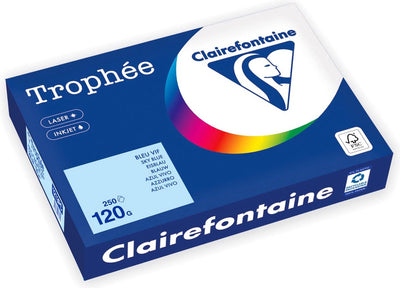 Clairefontaine Trophäe Pastell, farbiges Papier, A4, 120 g, 250 Blatt, blau