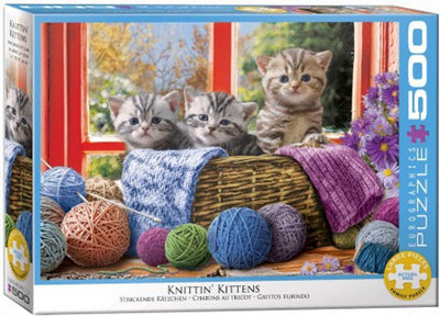 Eurographics – Kätzchen stricken [Kätzchen stricken] – 500 XL-Teile 68 × 48 cm (B × H) – Familienpuzzle