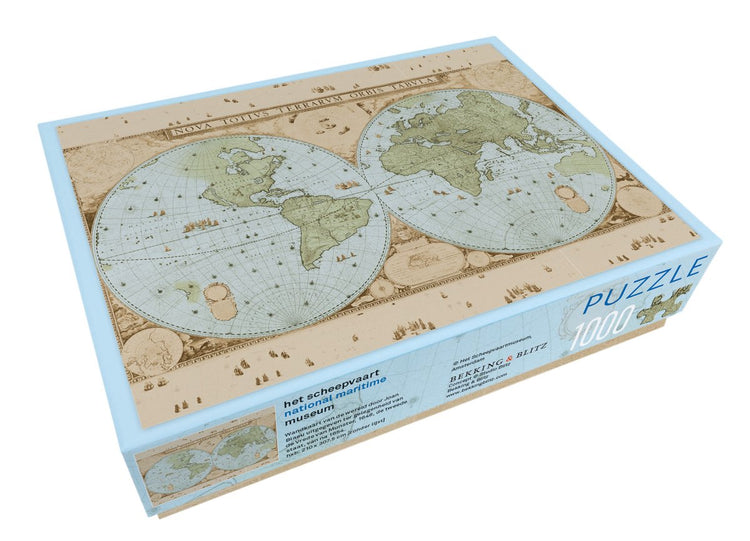 Bekking-Blitzpuzzle (1.000 Teile): Wandkarte der Welt von Joan Blaeu, dem Maritime Museum