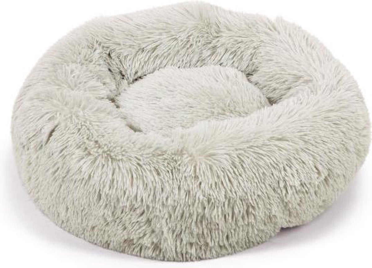 Beeztees Yali – Hundebett – Plüsch – flauschig – hellgrau – Durchm. 50 cm