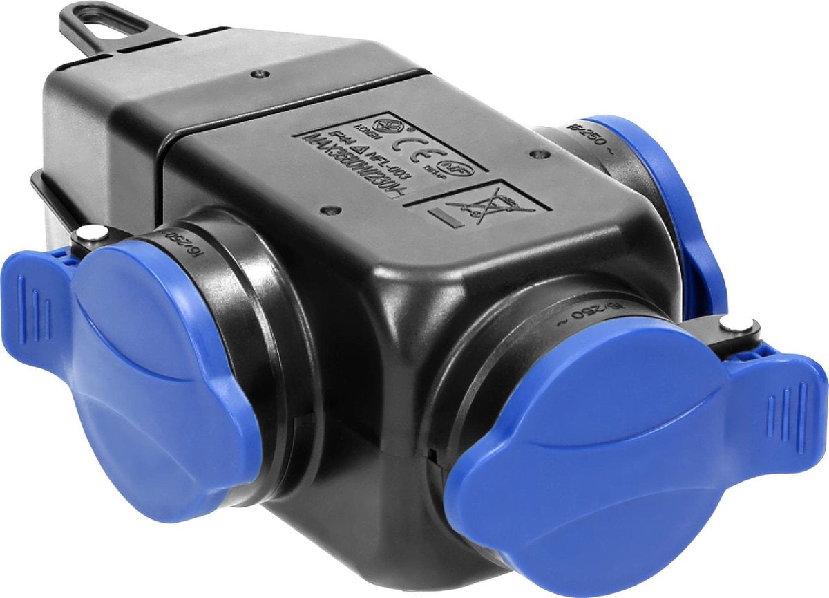 Orno robuster Verteilerstecker - Außensteckdose 3-fach - selbstschließende Deckel - Steckdose IP44 staub- und spritzwassergeschützt