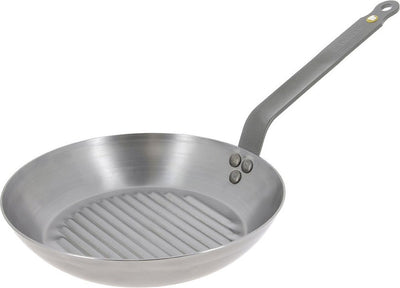 Debuyer de Buyer Mineral B Grillpfanne 32 cm – runde Grillpfanne – Stahlblech – PFAS-frei – induktionsgeeignet – hergestellt in Frankreich