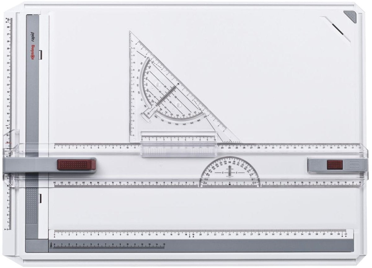 Rotring Schnellzeichenbrett | mit Lineal, Zirkel und Winkel | Zeichenbrett im A3-Format
