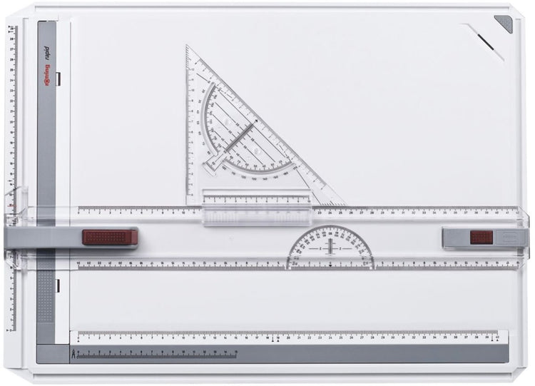 Rotring Schnellzeichenbrett | mit Lineal, Zirkel und Winkel | Zeichenbrett im A3-Format