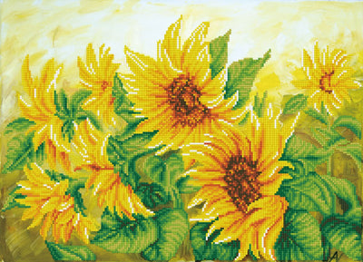 Diamond dotz® - Diamond Painting Erwachsene - Blumen - Sonnenblumen 41 x 57cm - runde Steine - Komplettpaket