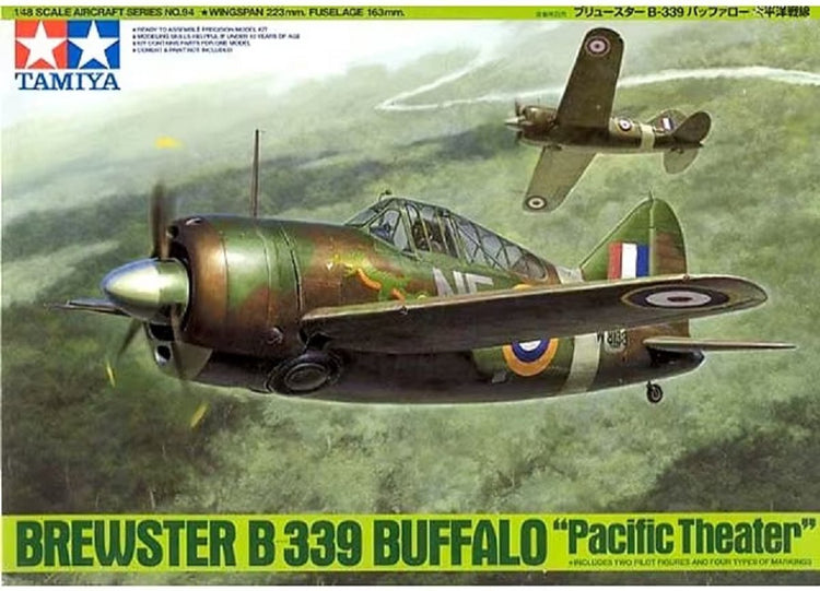 Tamiya Modellbausatz Militärfahrzeuge – 61094 Brewster B-339 Buffalo – Pacific Theater Plastic – 1:48 – Modellbausatz