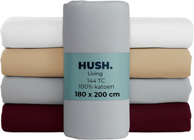 Stille. Living Hush Living Spannbetttuch 100 % Baumwolle, 144tc, flexibel und atmungsaktiv – rundum elastisch – 180 x 200 + 30 cm – hellgrau