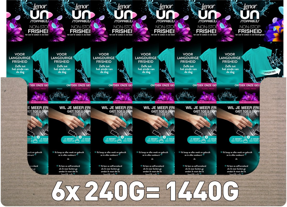 Lenor Unstoppables Duft-Booster Frischer Duft – 6 x 240 Gramm – Waschparfüm