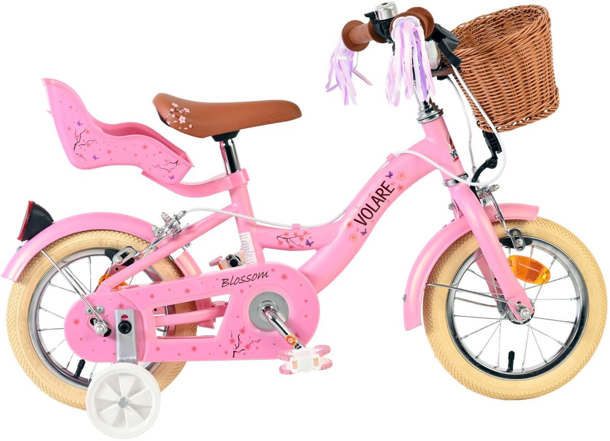 Volare Blossom Children's Bike Girls 12 -Zoll -Rosa -Zwei -Hand -Bremsen