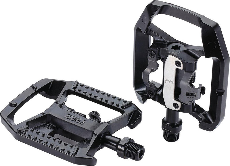 Bbb Cycling MTB-Pedale – Dualchoice – Kombinations-Fahrradpedale: SPD Anti-Rutsch-Plattformpedal – SPD-Pedale inklusive Schuhplatten – Schwarz – BPD-61
