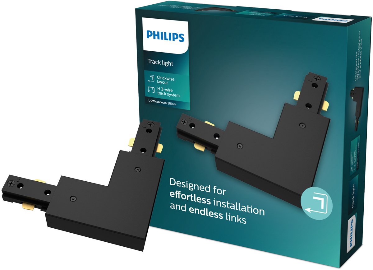 Philips LED Philips EasyLink - Anschluss - L-förmiger Anschluss - rechte Ecke - Schwarz - Schienenbeleuchtung