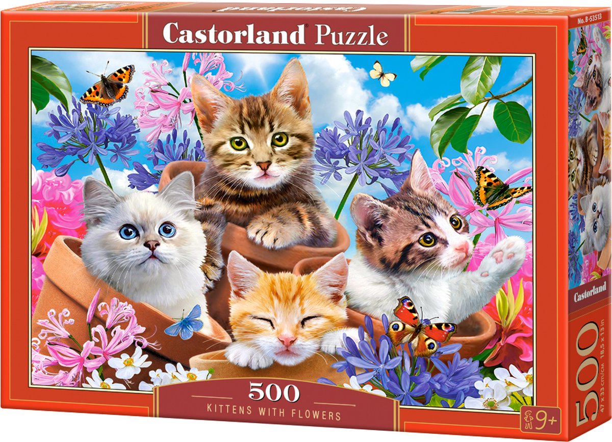 Selecta Castorland Puzzle Kätzchen mit Blumen, 500 Teile.