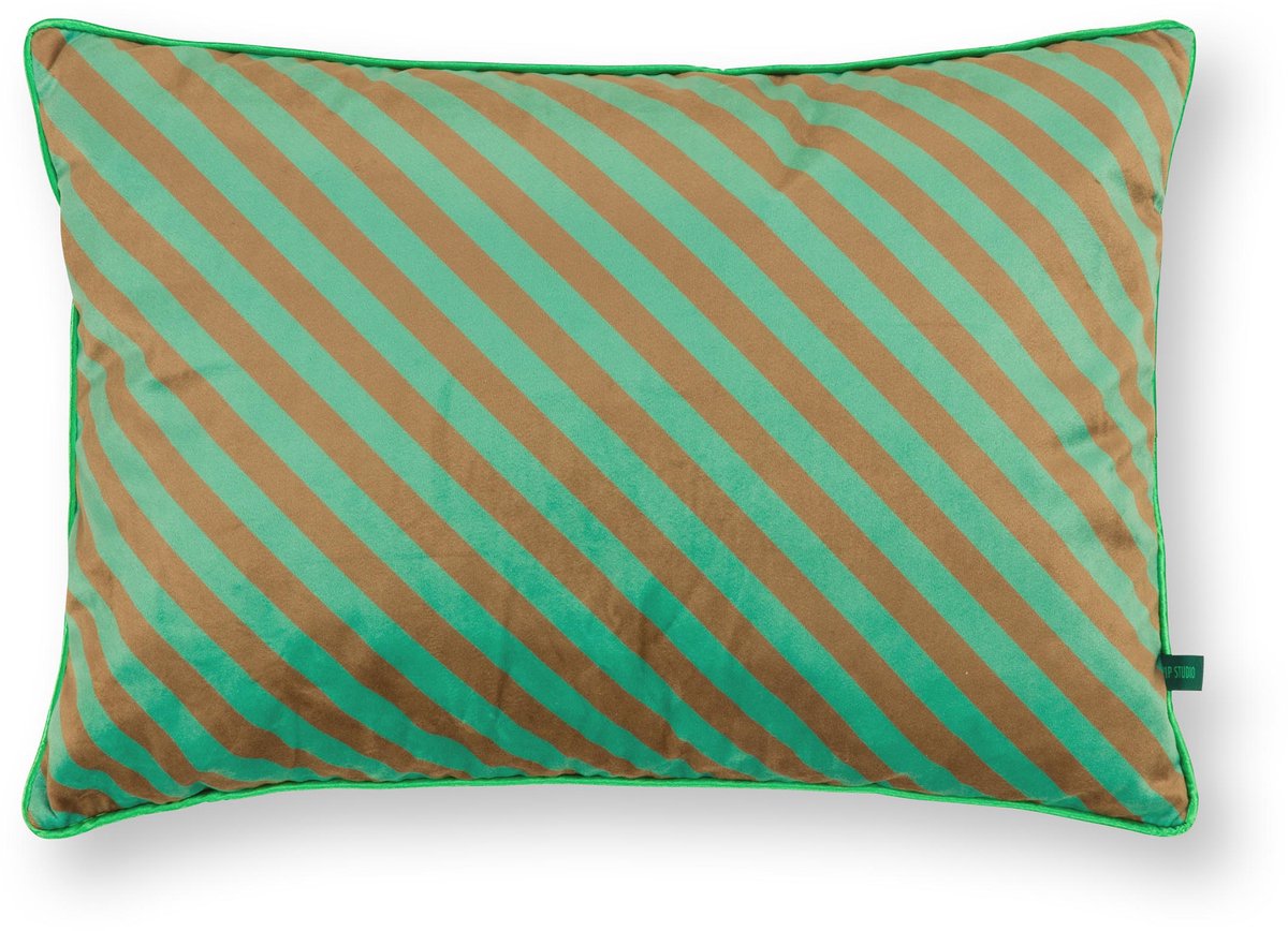Pip Studio Dekokissen Block Stripes – Kissen für das Wohnzimmer – Grün – 35x50cm