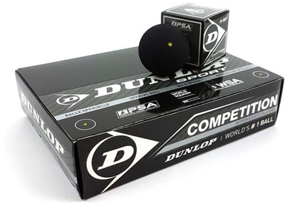 Dunlop Wettkampf-Squashbälle Yellow Dot – Schwarz – 12 Stück