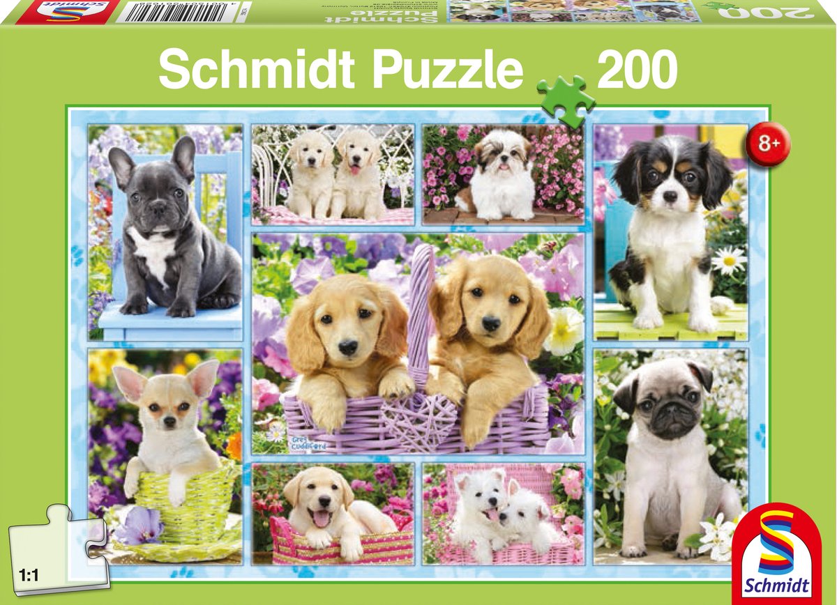 Schmidt Puzzle Welpen Junior Karton grün 200 Teile