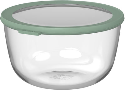 Mepal Lebensmittelbehälter aus Glas rund Cirqula – 3000 ml – Lebensmittelbehälter aus Glas – hitzebeständig bis 550 °C. ohne Deckel – Meal-Prep-Behälter – nordischer Salbei