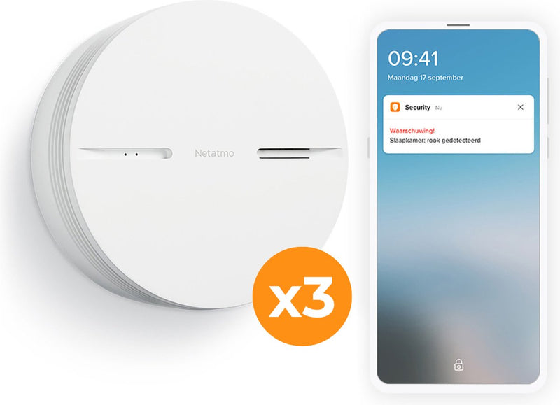 Netatmo Smarter Rauchmelder mit WLAN – Smarter Rauchmelder – Funktioniert mit Google Home Apple Home Kit – Anschließbar – 10-Jahres-Batterie – 3 Stück