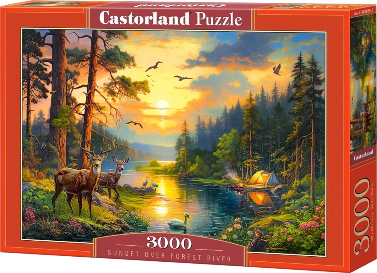 Castorland Sonnenuntergang über dem Waldfluss – Puzzle – 3000 Teile – satinierte Oberfläche – perfekte Passform – europäische Qualität