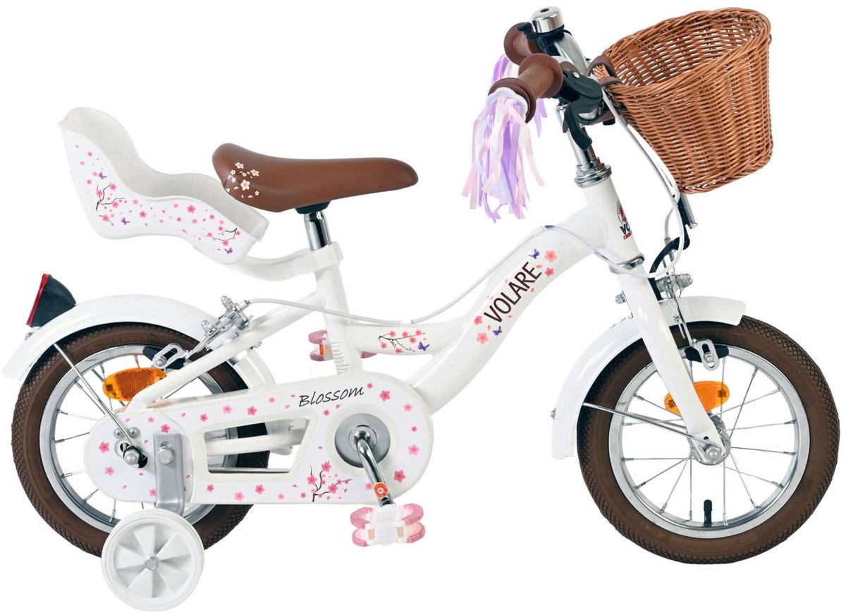Volare Blossom Children's Bicycle Girls 12 Zoll weiße zwei Handbremsen